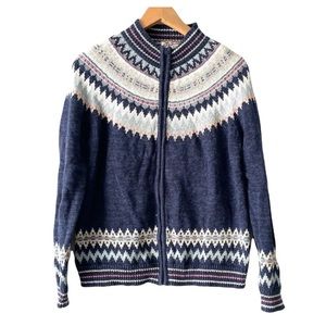 Vintage Heirloom Collectibles Nordic Fair Isle Zip Sweater Jacket M